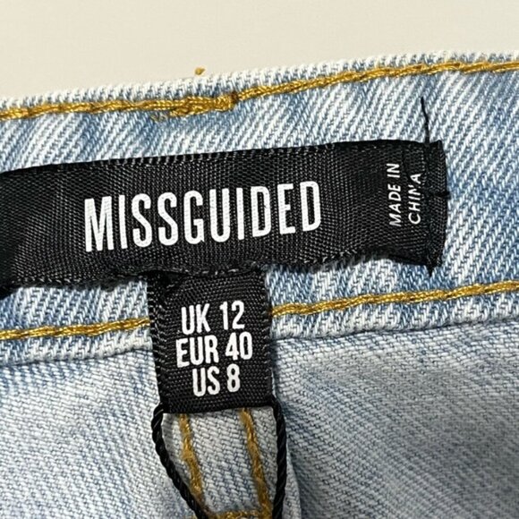 Missguided Extreme Rip Hem High-Waist Denim Shorts - Size US 8 - Picture 7 of 11